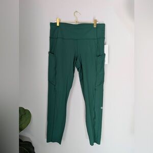 NWT Lululemon Dark Green Athletic Leggings with Seam Details